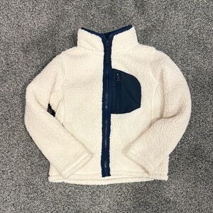 Lands' End Cream Sherpa Fleece with Navy Trim